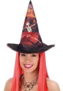 CAPPELLO STREGA TESSUTO NERO/ROSSO