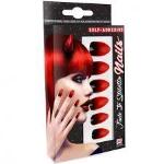 SET 12 UNGHIE STILETTO NERE SFUMATE ROSSO