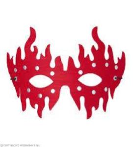 MASCHERA DOMINO ROSSA BORCHIATA