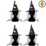 CAPPELLO STREGA DECORATO C/CAPELLI