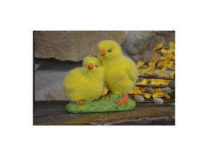 COPPIA PULCINI FLOCCATI C/BASE CM 11 2ASS