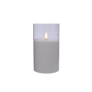 Home - candele - NATALE-addobbi e ornamenti - CANDELA LED CERA BIANCA IN  VETRO TRASPARENTE - 259/485348 - KAEMINGK 