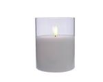 CANDELA LED CERA BIANCA IN VETRO TRASPARENTE