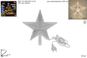 PUNTALE STELLA 30 LED C/GIOCO LUCI B.CO CALDO