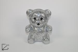 ORSETTO GLITTER SILVER CM20 C/CUORE