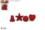 BUSTA 8 PZ DECORAZIONI ROSSO GLITTER