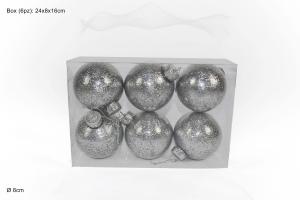 SET 6 PALLE GLITTER LUCIDO ARGENTO CM.8