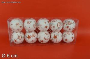 BOX 10 SFERE BIANCHE C/STELLE RAME D.6