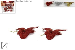 BUSTA 2 UCCELLINI GLITTER 3COL