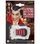 DENTIERA VAMPIRO C/4 CAPSULE SANGUE FINTO