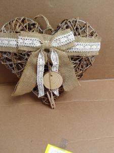 CUORE LEGNO/GLITTER C/FIOCCO JUTA -250-