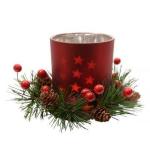 OFF    BICCHIERE ROSSO PORTA CANDELA C/BACCHE 