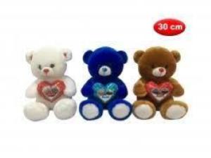 PELUCHE ORSO C/CUORE TI AMO CM 30 3 COL 