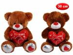 PELUCHE ORSO C/CUORE TI AMO CM 30 2 COL 