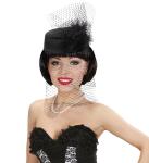 CAPPELLO NERO ANNI 20 C/RETINA E PIUMA 