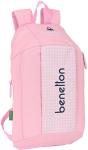 ZAINO MINI CM.35 BENETTON VICHY ROSA 2 TASCHE