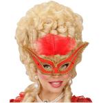 MASCHERA ROSSO/ORO C/PIUME 