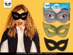 MASCHERA FARFALLA GLITT.CATWOMAN GATTA 3 COL -UNO- 