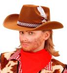 CAPPELLO COWBOY C/PIUME BIMBO MARRONE FELTRO 