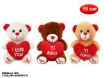 PELUCHE ORSO CON CUORE MORBIDO CM 15 3 COL