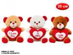 PELUCHE ORSO CON CUORE CM 25 3 COL