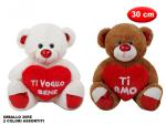 PELUCHE ORSO CON CUORE CM 30 2 COL
