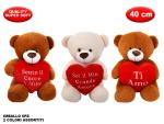 PELUCHE ORSO CON CUORE CM 40 2 COL